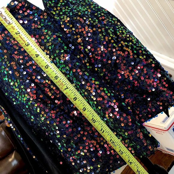 LUCY IN THE SKY Los Angeles Rainbow Black Sequin Mini Dress Sz Small - Picture 8 of 16